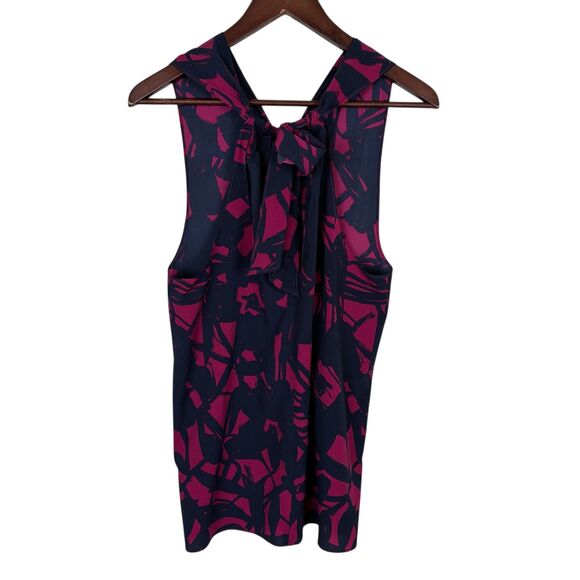 Banana Republic Blue Pink Print Tank Top Women's Small Career Business - Picture 1 of 7